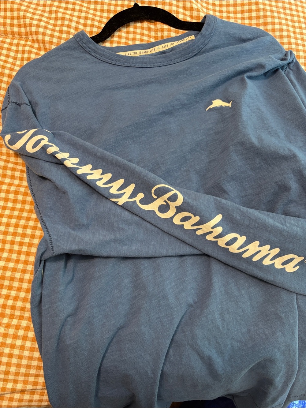 Tommy Bahama Long-Sleeve Blue Men’s Crewneck T- Shirt - Picture 2 of 6